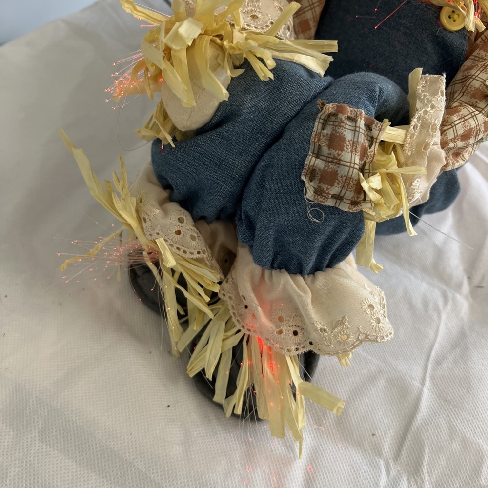 Vtg Gemmy Fiber Optic Lit Pumpkin Scarecrow Couple Halloween Fall Thanksgiving - Picture 14 of 14